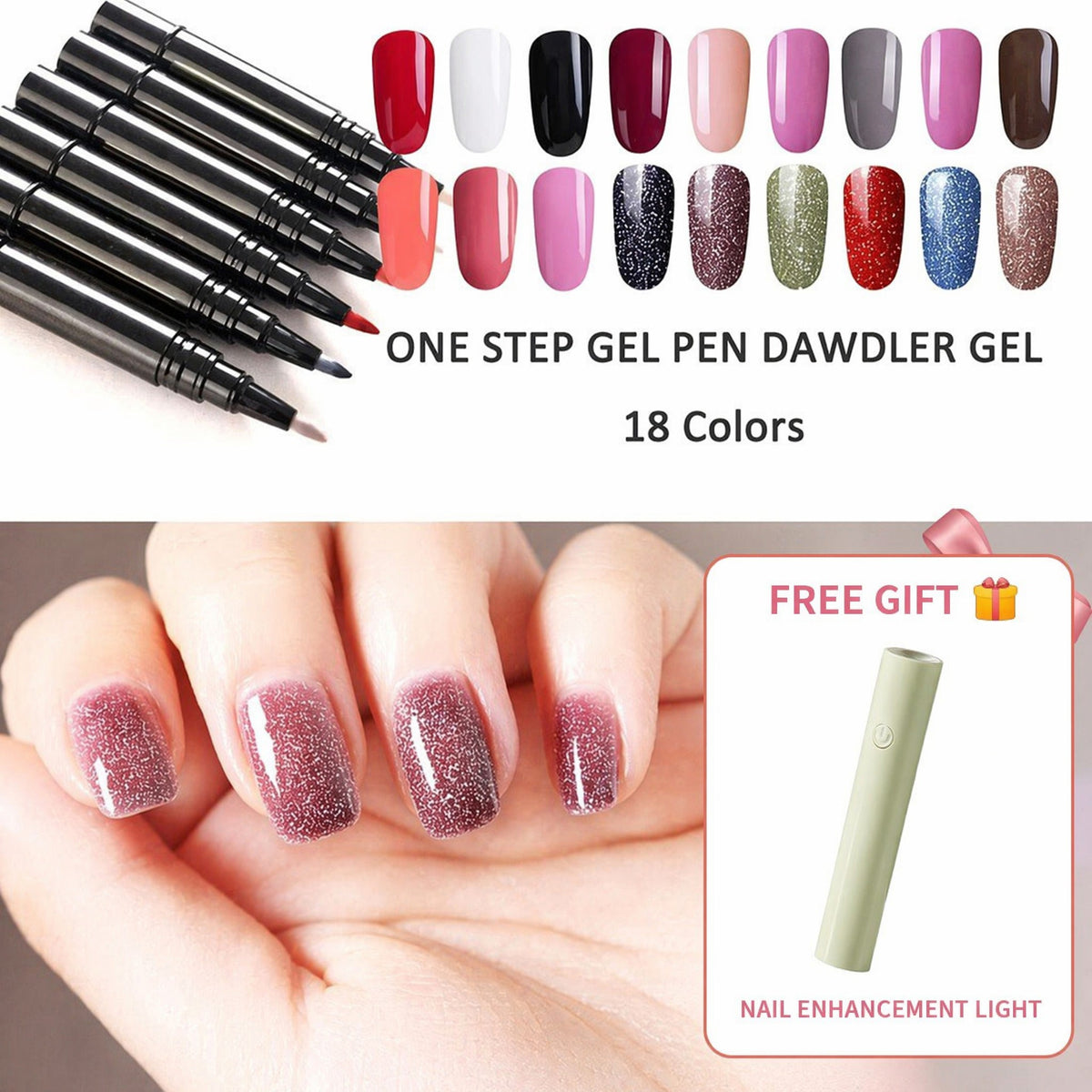 One Step Nail Gel Pen🎨Free handheld mini UV nail lamp💡