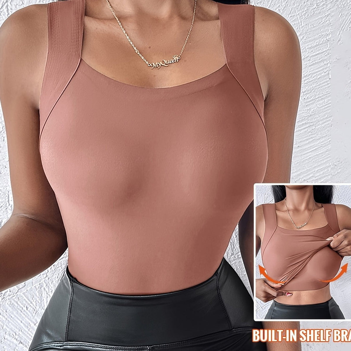 🏆2026 HOT SALE 50% OFF!!🔥 BUY 1 GET 1 FREE 💐Women's U Neck Camisole High Strechy Seamless Built-in Bra Padded Tank Tops