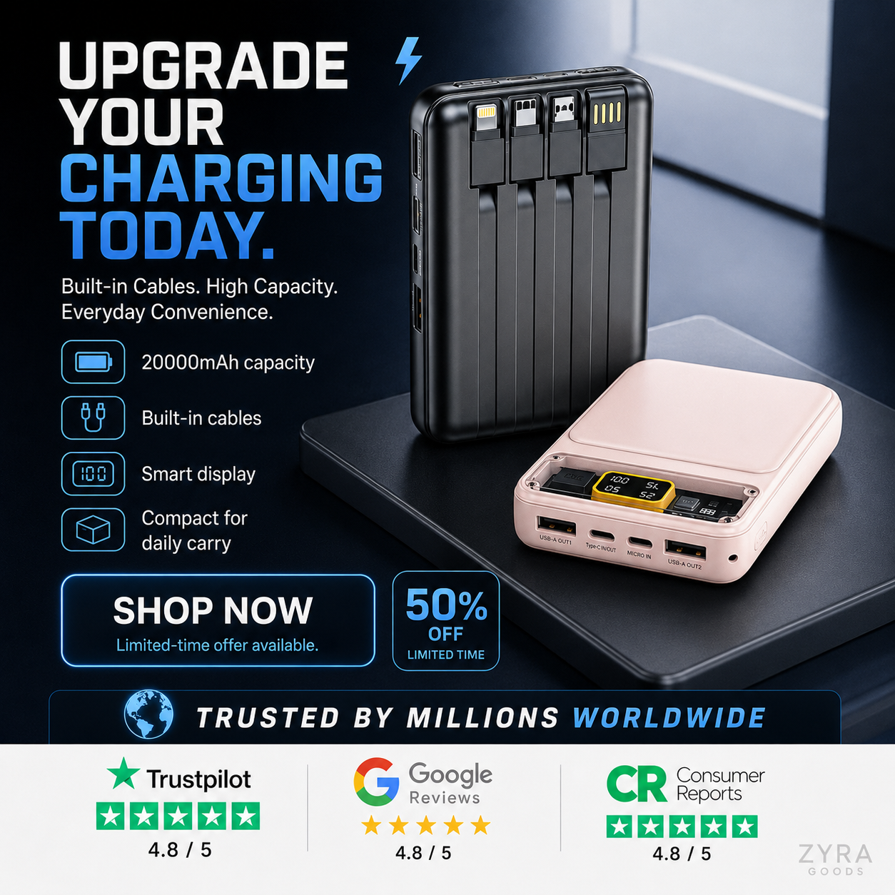 ⏳Time-Limited Special⏰Magnetic Power Bank With Stand & Cable