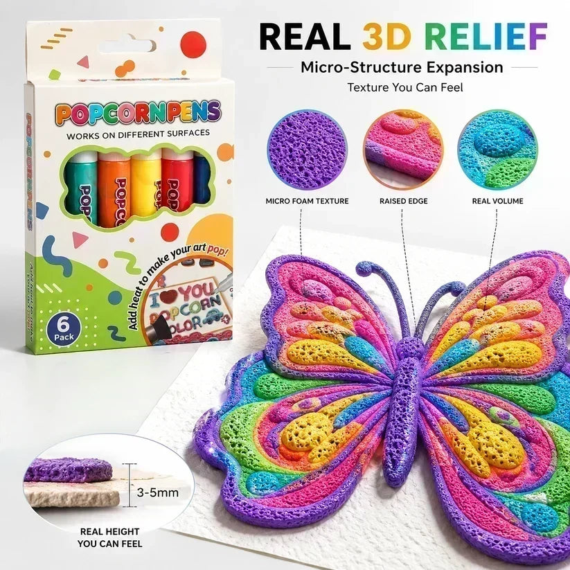 🔮Magic Pen – Draw 3D with one stroke!🎄DIY Bubble Popcorn Drawing Pens