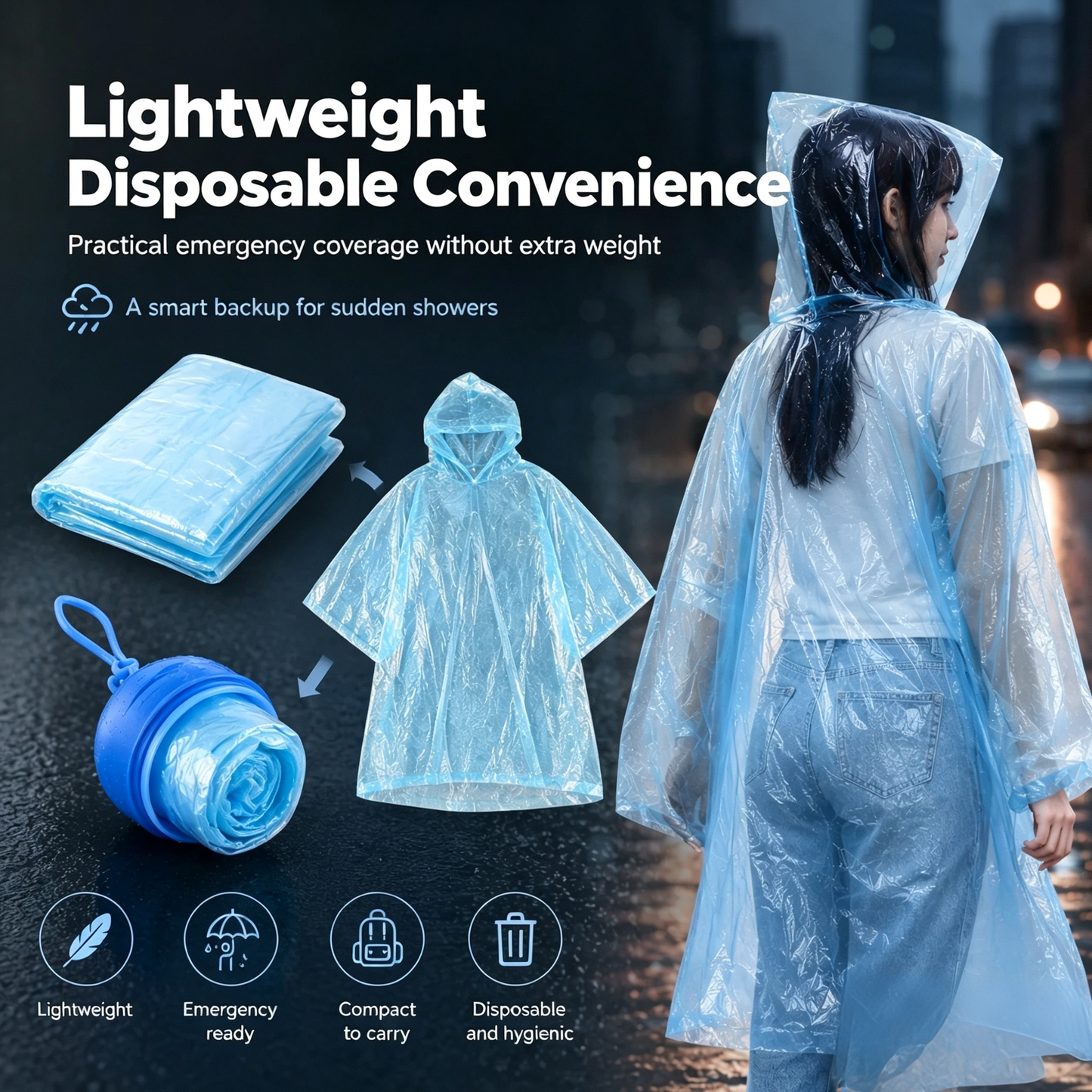 🌧️ Pocket-Size Disposable Raincoat for Unexpected Showers
