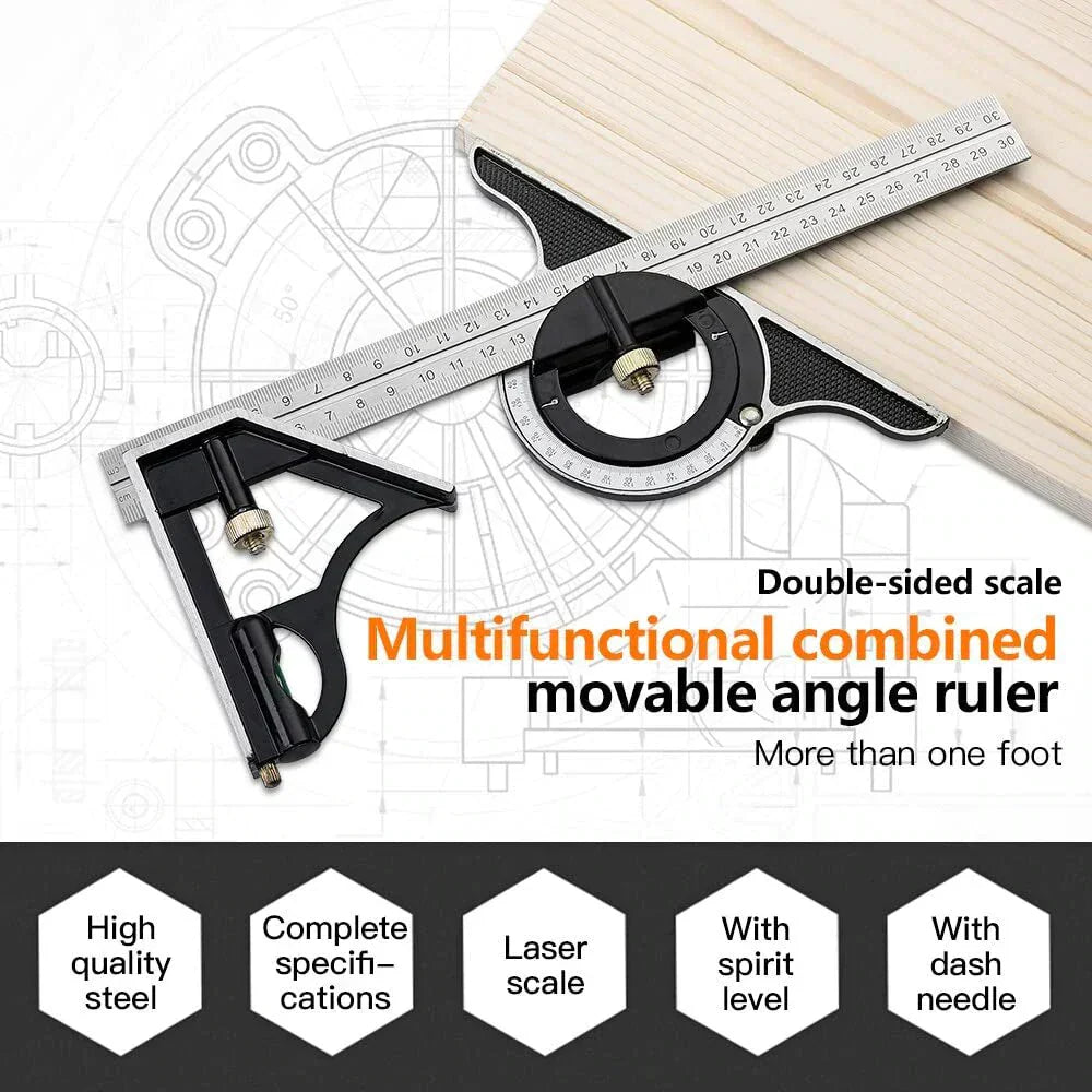 📐 50% OFF NOW! 🔥 Multifunctional Combination Movable Angle Ruler Set – Precise marking, durable stainless steel & perfect for woodworking, construction or DIY projects 🛠️