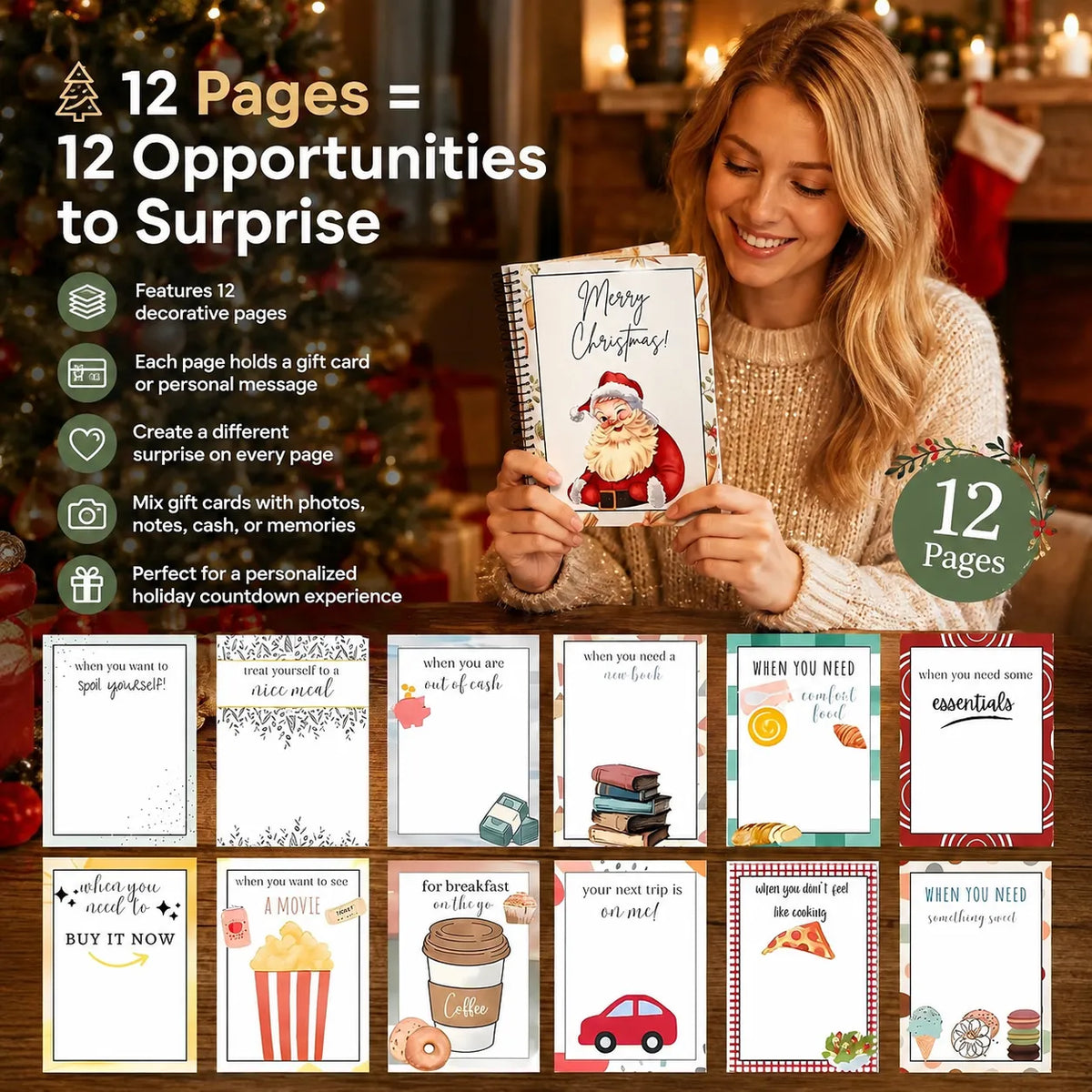 🔥Buy 1 Get 1 Free🎄 Ready for Christmas!🎅Christmas Gift Card Booklet 👍DIY Spiral-Bound Christmas Gift Card Holder Book🎁