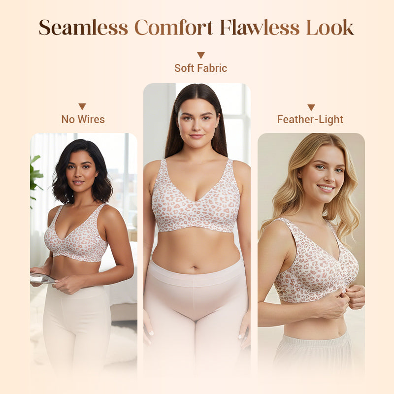 💐Jelly Wireless Womens Comfortable Wireless Bras Push Up Bralettes Seamless Tshirts Bras Deep V Everyday Bras