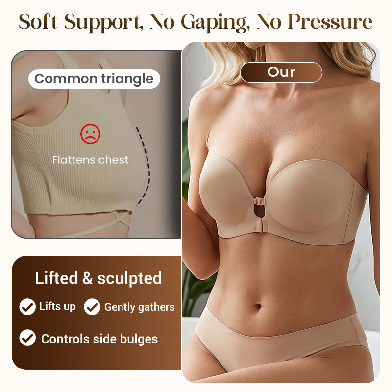 Seamless Front Closure Bra With Adjustable Straps