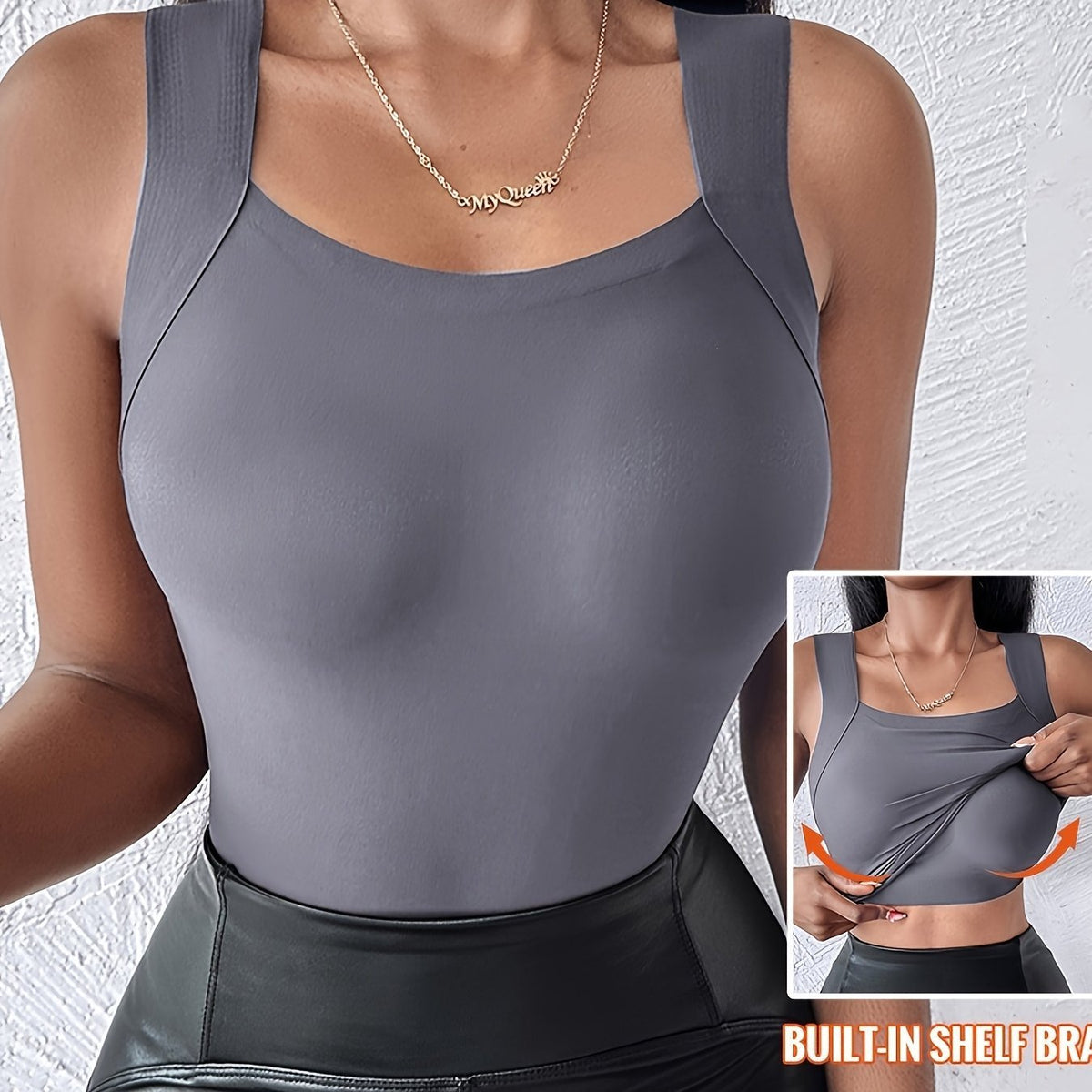 🏆2026 HOT SALE 50% OFF!!🔥 BUY 1 GET 1 FREE 💐Women's U Neck Camisole High Strechy Seamless Built-in Bra Padded Tank Tops