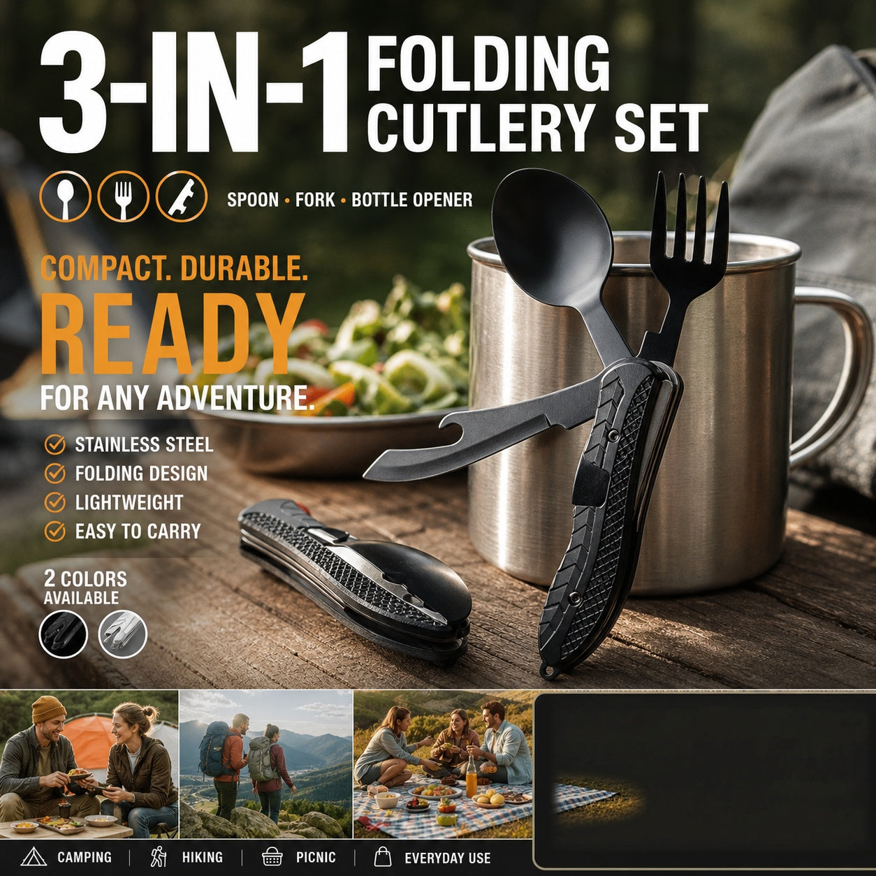 🏕️4-In-1 Outdoor Folding Multifunctional Tableware