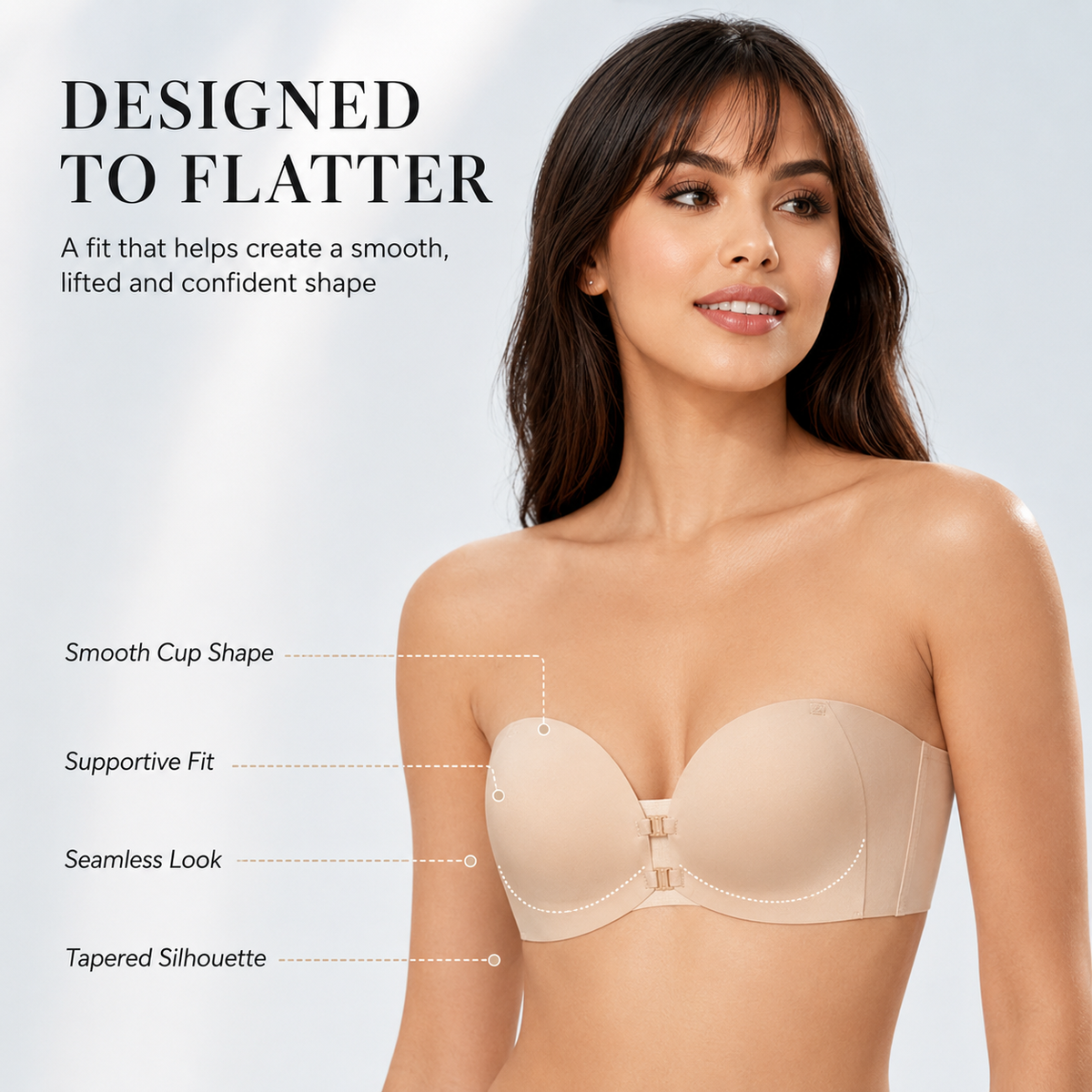 Removable Straps Wire-Free Gathering Bra
