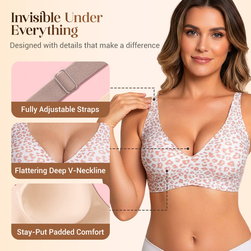 💐Jelly Wireless Womens Comfortable Wireless Bras Push Up Bralettes Seamless Tshirts Bras Deep V Everyday Bras