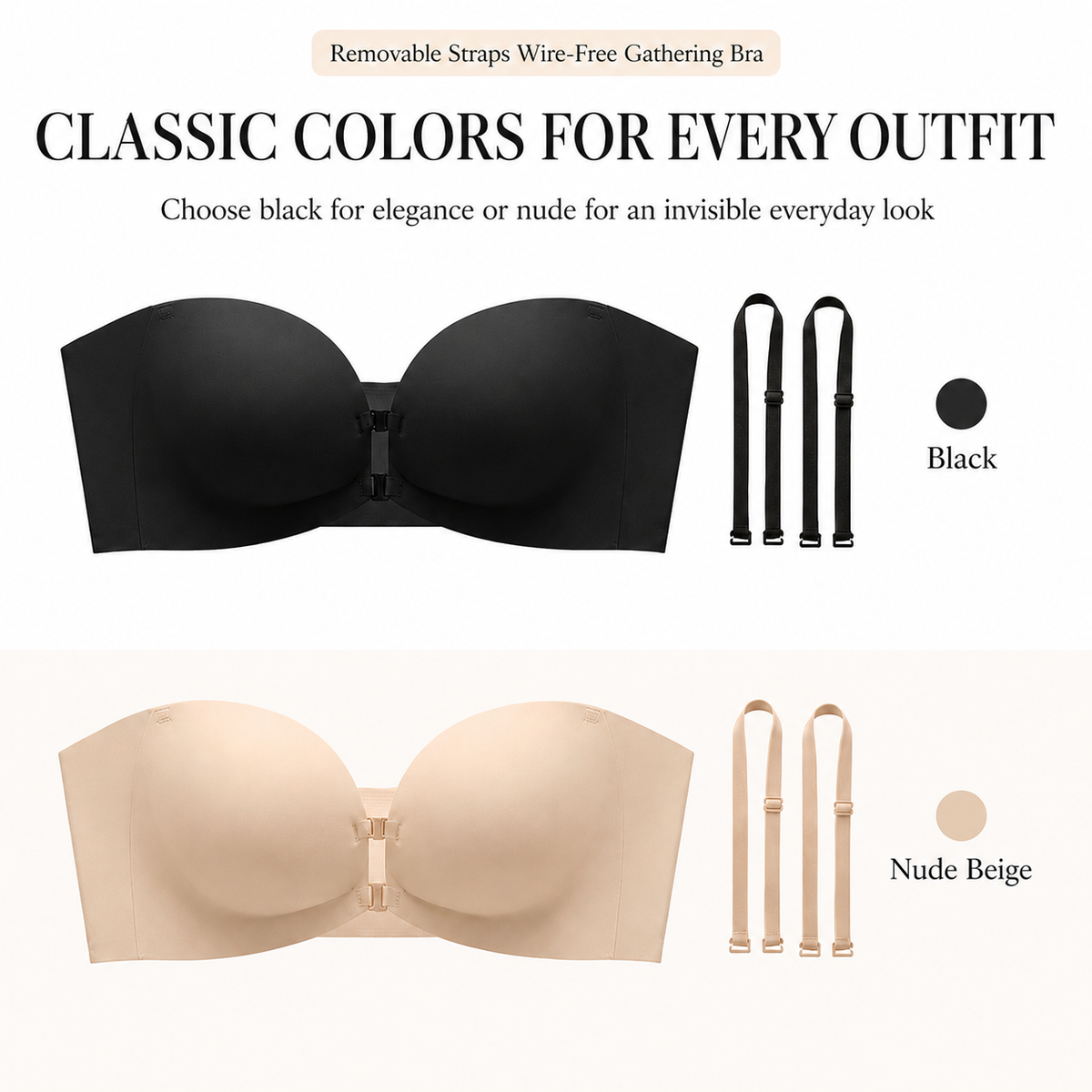 Removable Straps Wire-Free Gathering Bra