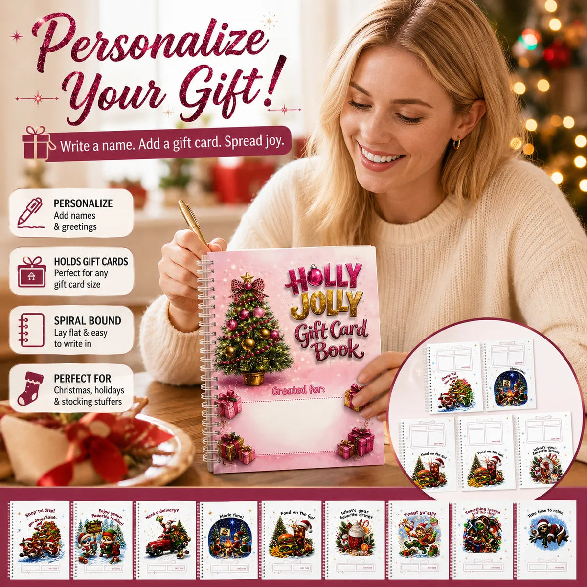 🔥Buy 1 Get 1 Free🎄 Ready for Christmas!🎅Christmas Gift Card Booklet 👍DIY Spiral-Bound Christmas Gift Card Holder Book🎁