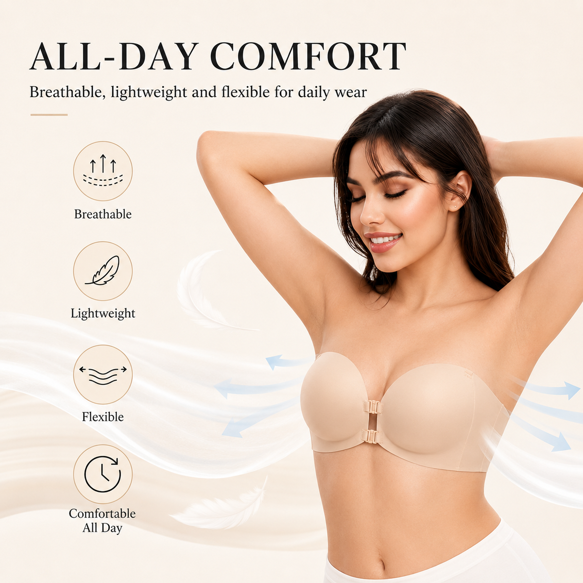 Removable Straps Wire-Free Gathering Bra