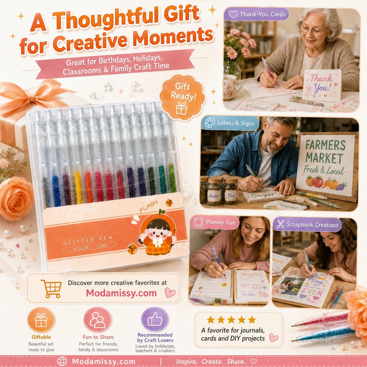 ⏰LAST DAY SALE ONLY ￡6.99!!✨50K+ SOLD!🎁Glitter Gel Pen Set