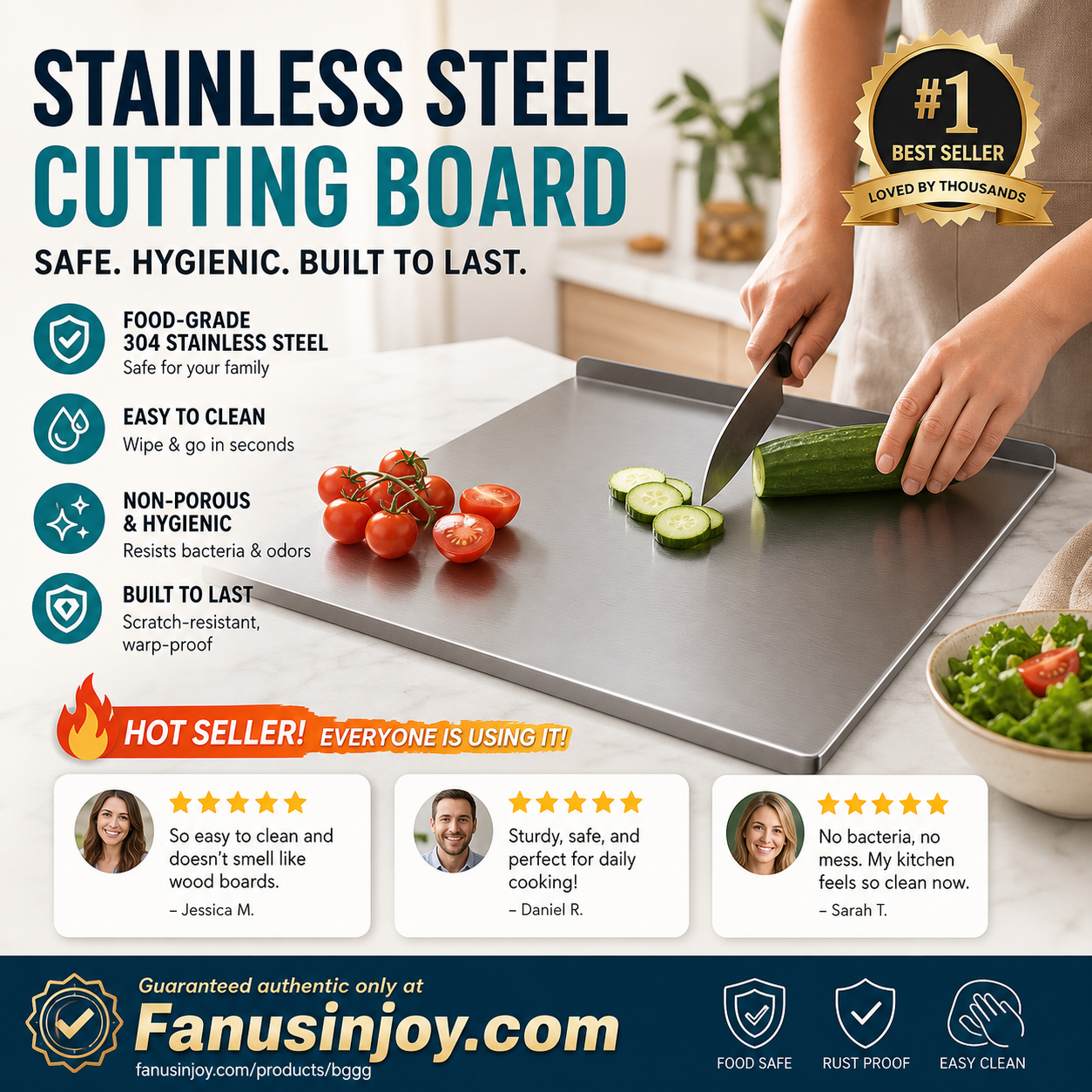 🎁Chef‑Recommended 50% Off！👩‍🍳🔪304 Stainless Steel Cutting Board, Must‑Have Cooking Tool！🥩🥦Safer, Cleaner & More Convenient!💥