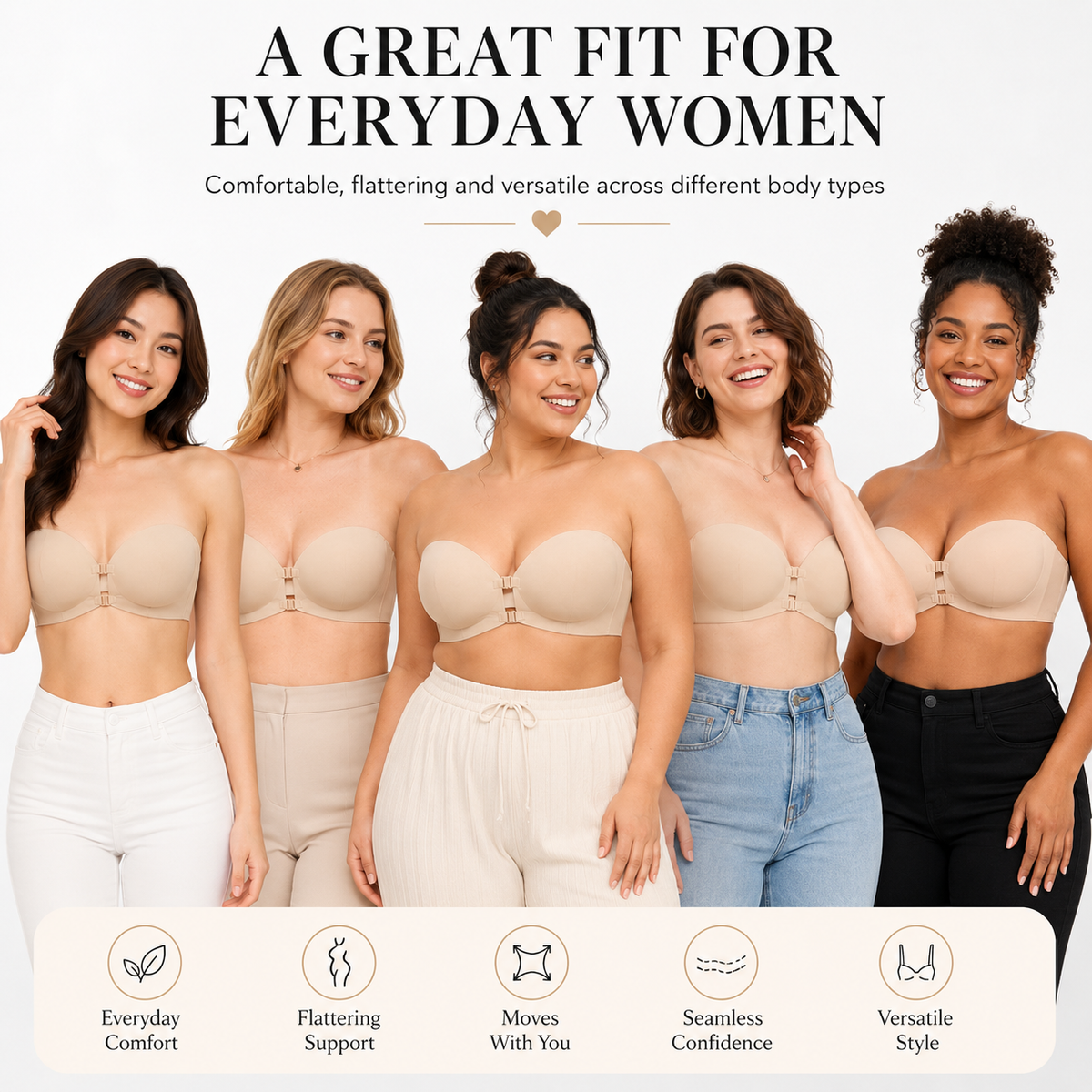 Removable Straps Wire-Free Gathering Bra