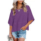 ✨2026 HOT SALE 50% OFF💃🌸Women's Solid Color Splicing Loose Five Points Flare Sleeve T-Shirt