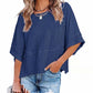 ✨2026 HOT SALE 50% OFF💃🌸Women's Solid Color Splicing Loose Five Points Flare Sleeve T-Shirt