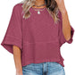 ✨2026 HOT SALE 50% OFF💃🌸Women's Solid Color Splicing Loose Five Points Flare Sleeve T-Shirt