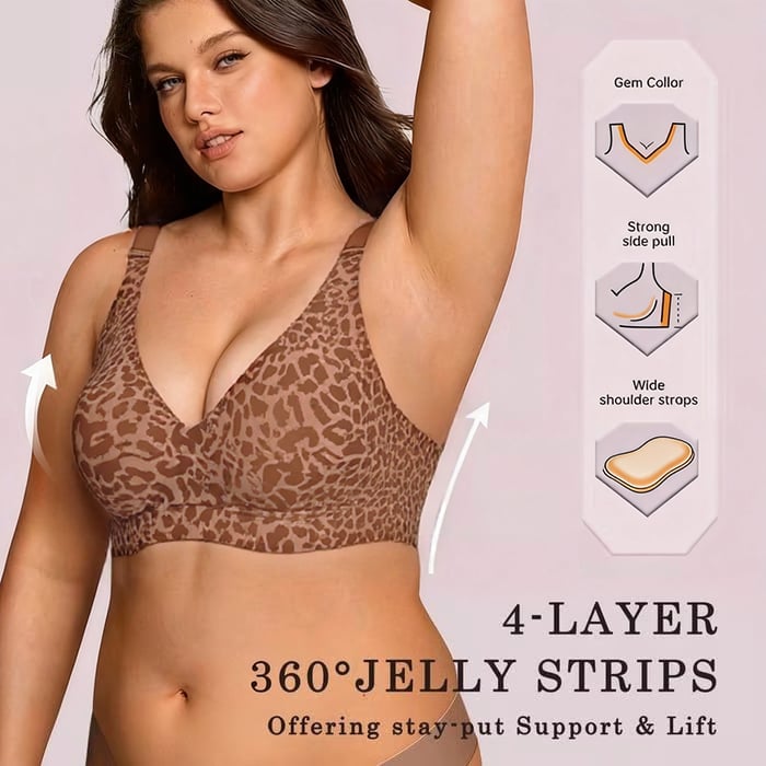 Super Firming Wirefree Jelly Bra with Leopard Print