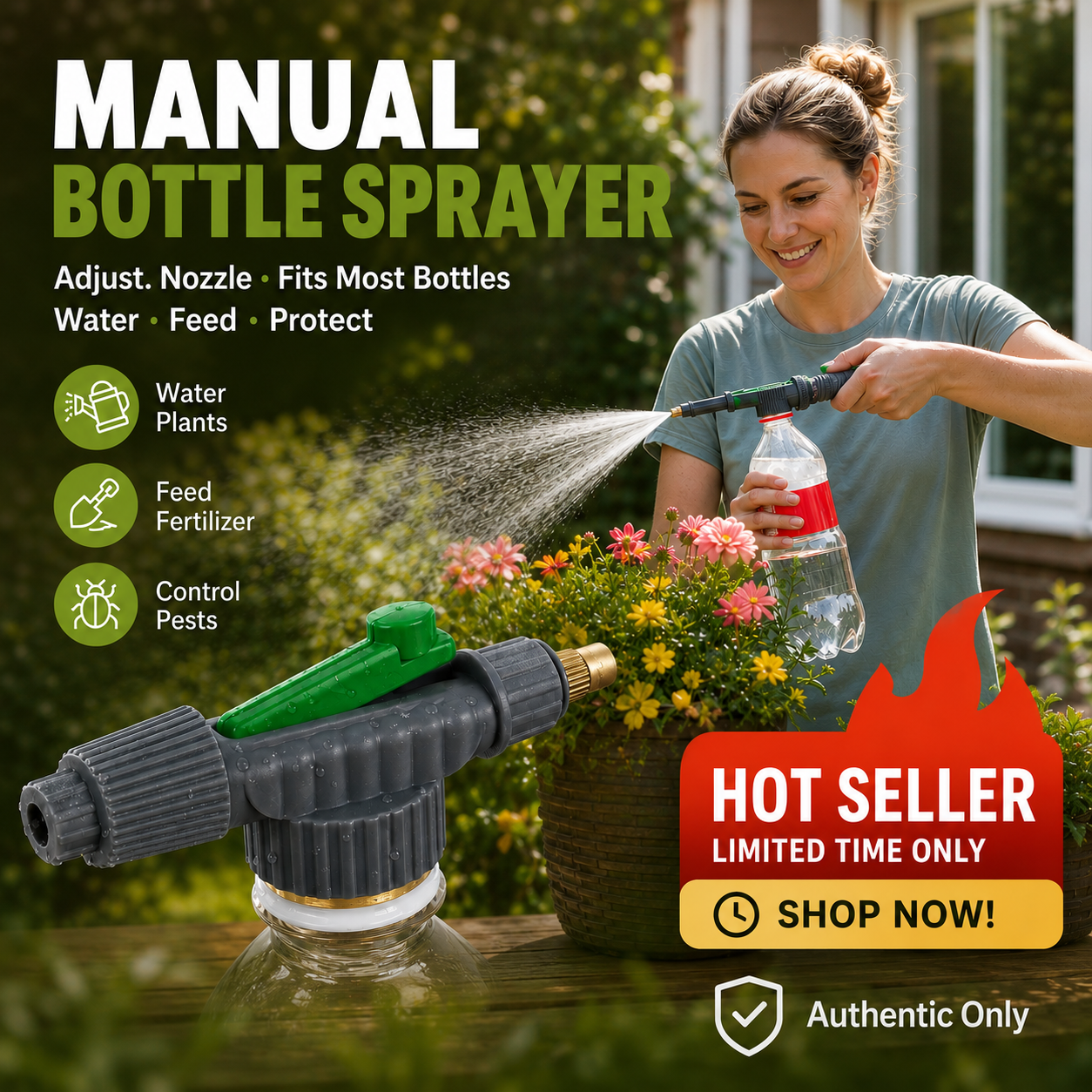 🌿 50% OFF NOW! 💧 Manual Drink Bottle Sprayer – Adjustable nozzle, fits standard bottles – Perfect for plant watering, fertilizing & pest control 🌱