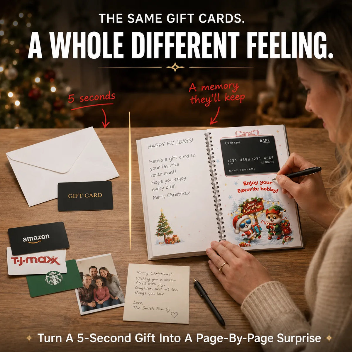 🔥Buy 1 Get 1 Free🎄 Ready for Christmas!🎅Christmas Gift Card Booklet 👍DIY Spiral-Bound Christmas Gift Card Holder Book🎁