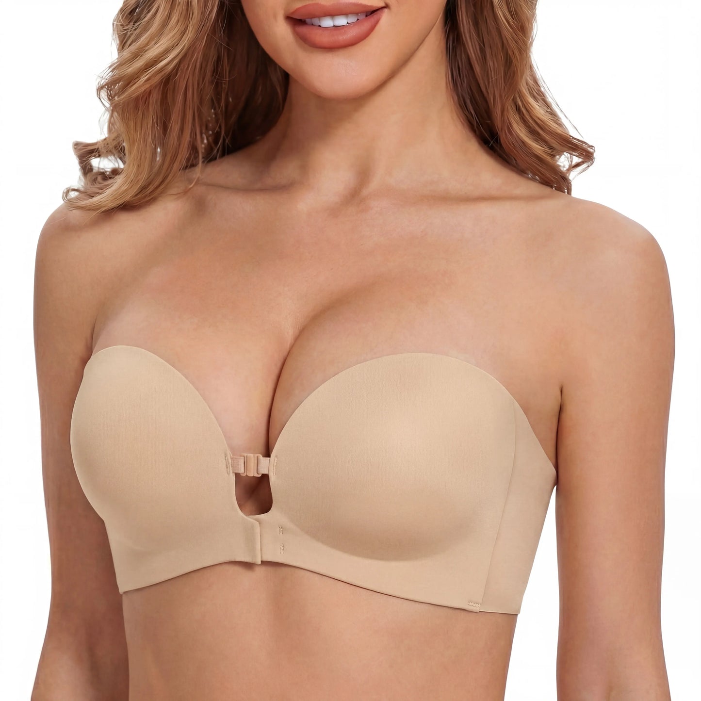 Seamless Front Closure Bra With Adjustable Straps