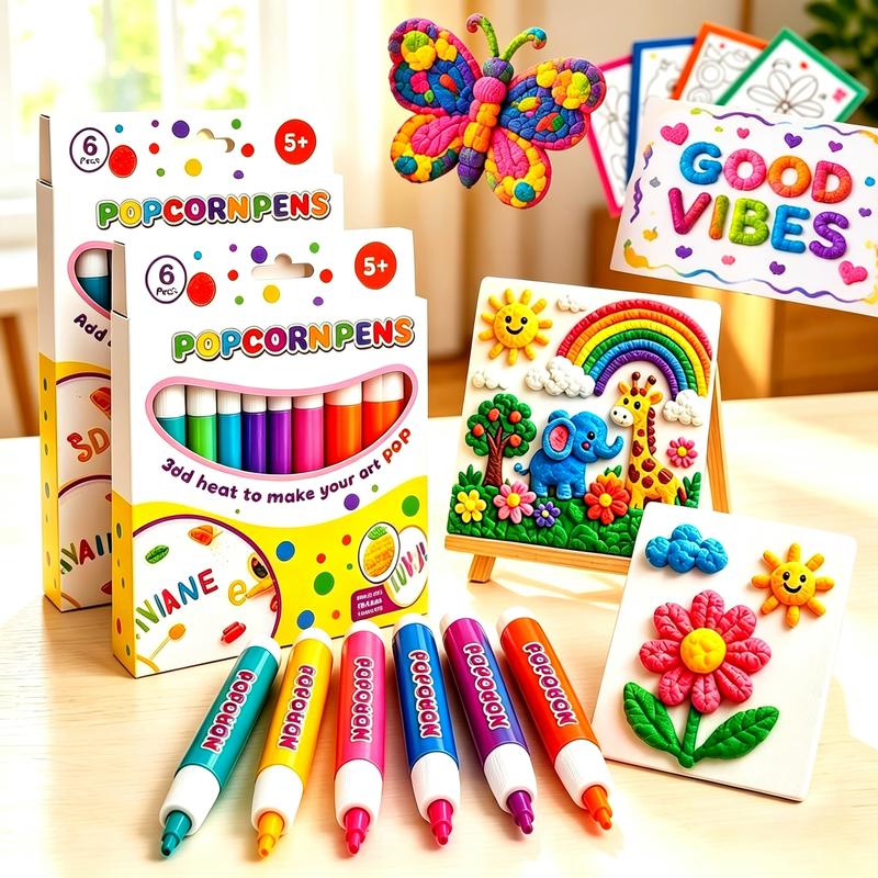 🔮Magic Pen – Draw 3D with one stroke!🎄DIY Bubble Popcorn Drawing Pens
