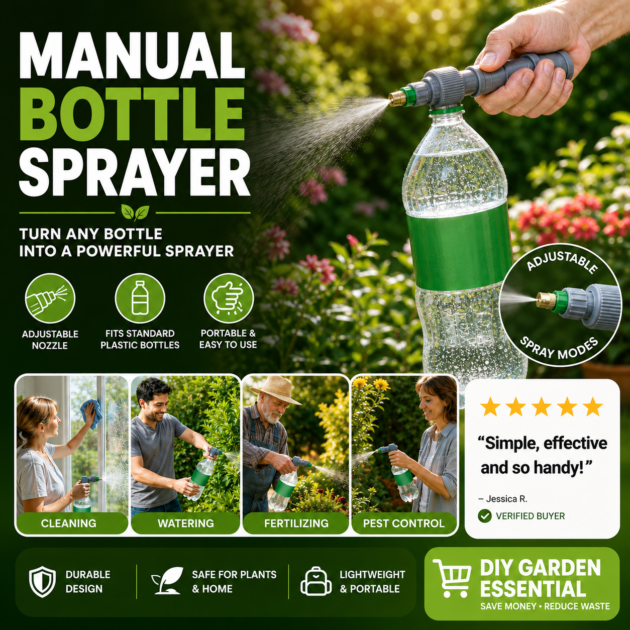 🌿 50% OFF NOW! 💧 Manual Drink Bottle Sprayer – Adjustable nozzle, fits standard bottles – Perfect for plant watering, fertilizing & pest control 🌱