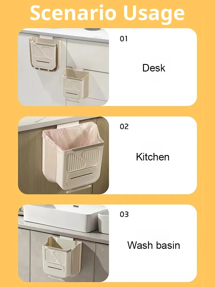 🏆Foldable Hanging Trash Can – Space Saving, Leak Proof & Easy to Clean🧼