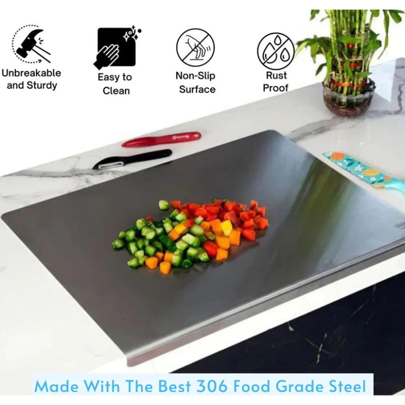🎁Chef‑Recommended 50% Off！👩‍🍳🔪304 Stainless Steel Cutting Board, Must‑Have Cooking Tool！🥩🥦Safer, Cleaner & More Convenient!💥