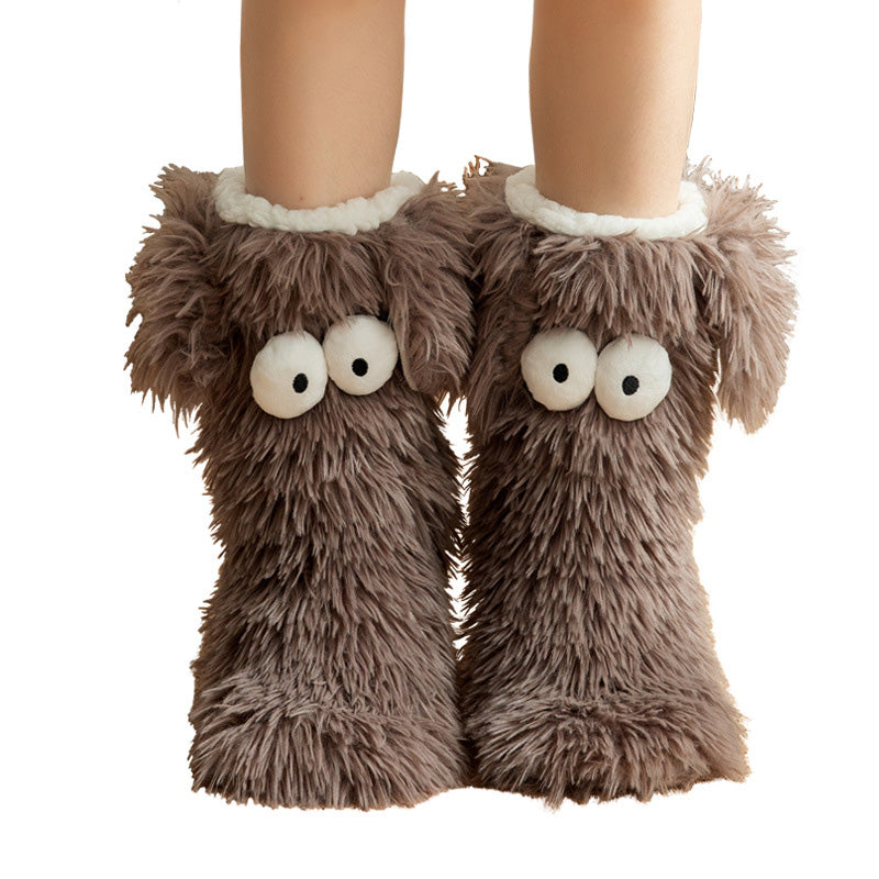 💗LAST DAY SALE 50% OFF⚡50K+ SOLD💕Women's Plush Slippers Socks Floor Socks Winter Home Indoor Thickened Fleece-Lined Anti-Slip Adult Women's Plush Snow Socks Shoe Covers