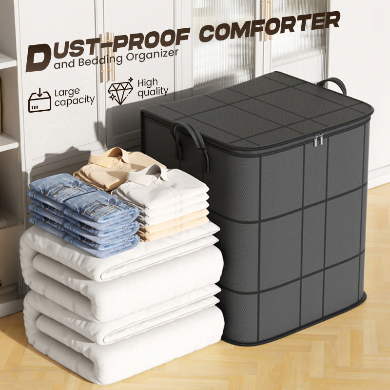 🛏️Large Capacity Dust-Proof Bedding Storage Bag, Heavy Duty Foldable Comforter Clothes Organizer with Handles