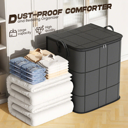 🛏️Large Capacity Dust-Proof Bedding Storage Bag, Heavy Duty Foldable Comforter Clothes Organizer with Handles