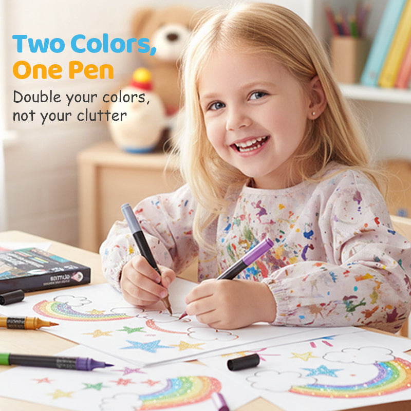 🎨Glitter Effect Brush Markers🥇✨: Create Sparkling Art Smoothly 🥳(🌈24-96 Colors | Smooth No Clog | No Bleed Through📝)