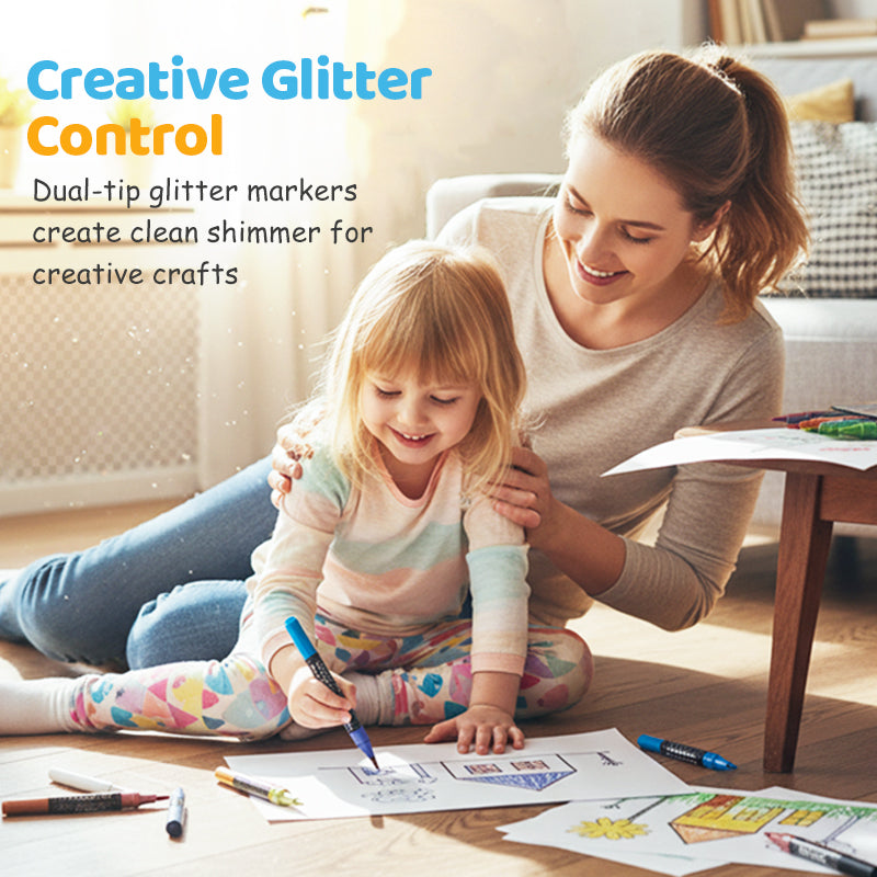 🎨Glitter Effect Brush Markers🥇✨: Create Sparkling Art Smoothly 🥳(🌈24-96 Colors | Smooth No Clog | No Bleed Through📝)