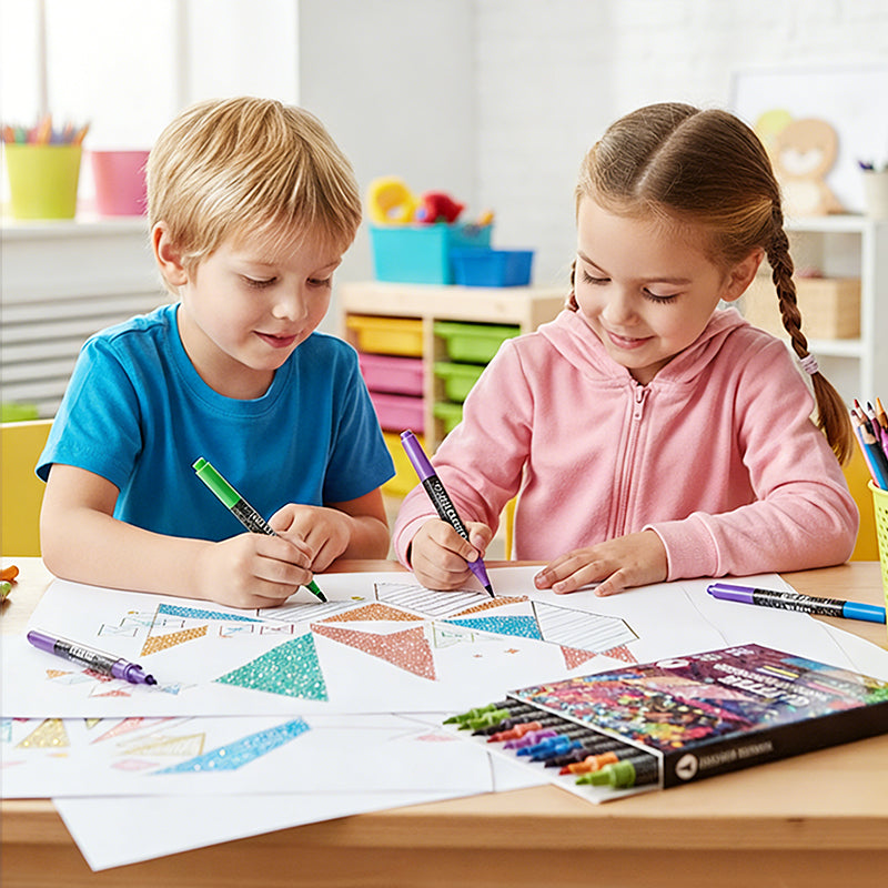 🎨Glitter Effect Brush Markers🥇✨: Create Sparkling Art Smoothly 🥳(🌈24-96 Colors | Smooth No Clog | No Bleed Through📝)