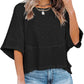 ✨2026 HOT SALE 50% OFF💃🌸Women's Solid Color Splicing Loose Five Points Flare Sleeve T-Shirt
