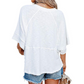 ✨2026 HOT SALE 50% OFF💃🌸Women's Solid Color Splicing Loose Five Points Flare Sleeve T-Shirt