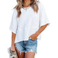 ✨2026 HOT SALE 50% OFF💃🌸Women's Solid Color Splicing Loose Five Points Flare Sleeve T-Shirt