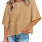 ✨2026 HOT SALE 50% OFF💃🌸Women's Solid Color Splicing Loose Five Points Flare Sleeve T-Shirt