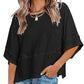 ✨2026 HOT SALE 50% OFF💃🌸Women's Solid Color Splicing Loose Five Points Flare Sleeve T-Shirt