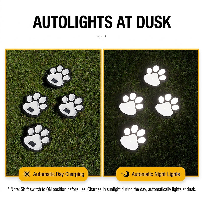 Solar Paw Print Garden Lights