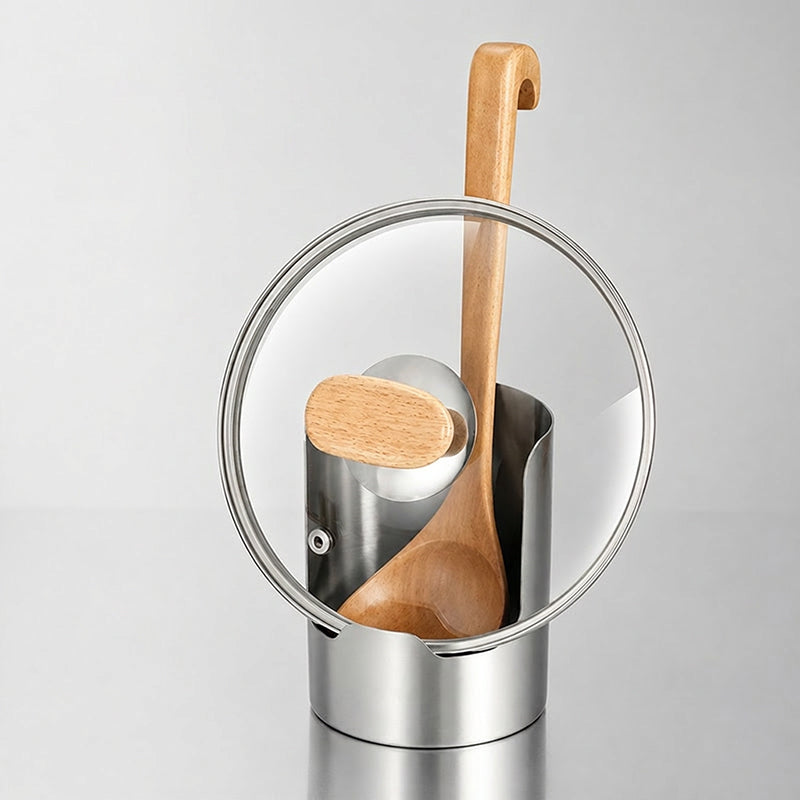 🍳Multi‑Functional Kitchen Utensil Holder, Stainless Steel Organizer, for Spoons, Pot Lids & Cooking Gadgets, Countertop Kitchen Storage