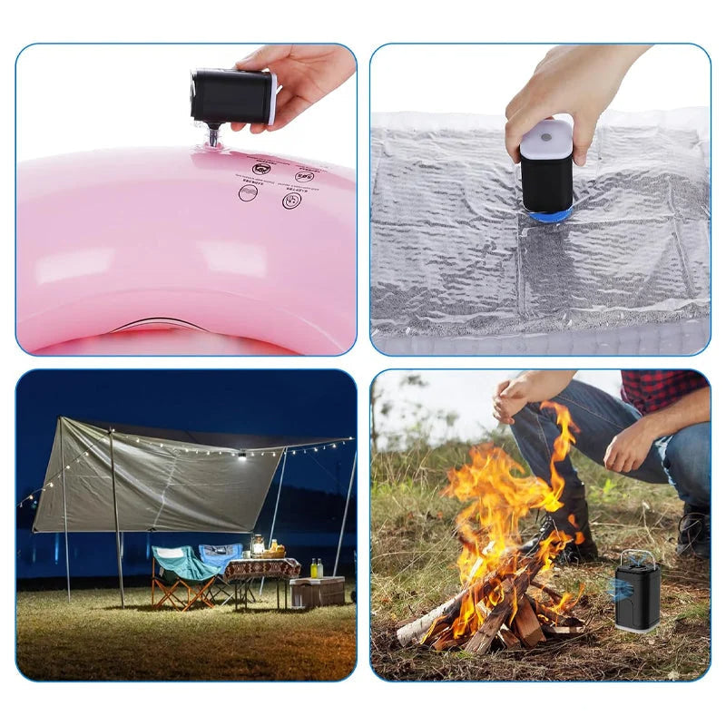 🏕️ Rechargeable Camping Air Pump – LED Light, Fast Inflation, Compact – Cash on Delivery 🔋