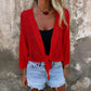 Women's Tie-Front Breathable Mesh Knit Top