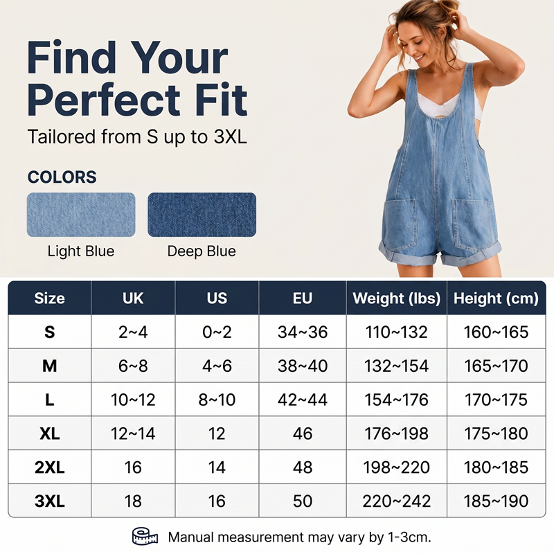 Women's Summer Loose Denim Overall Shorts