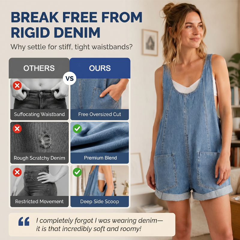Women's Summer Loose Denim Overall Shorts