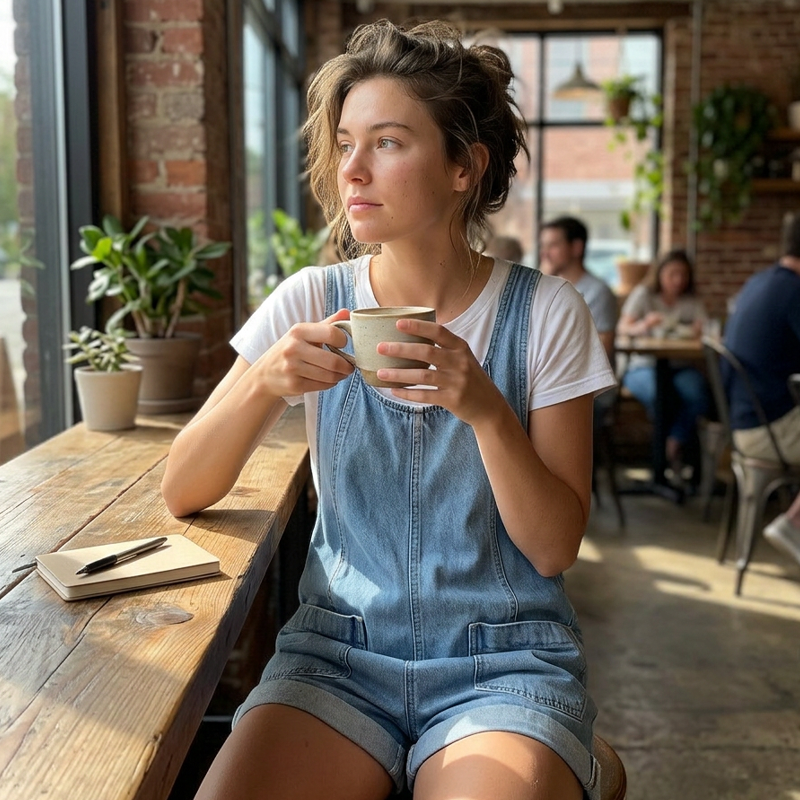 Women's Summer Loose Denim Overall Shorts
