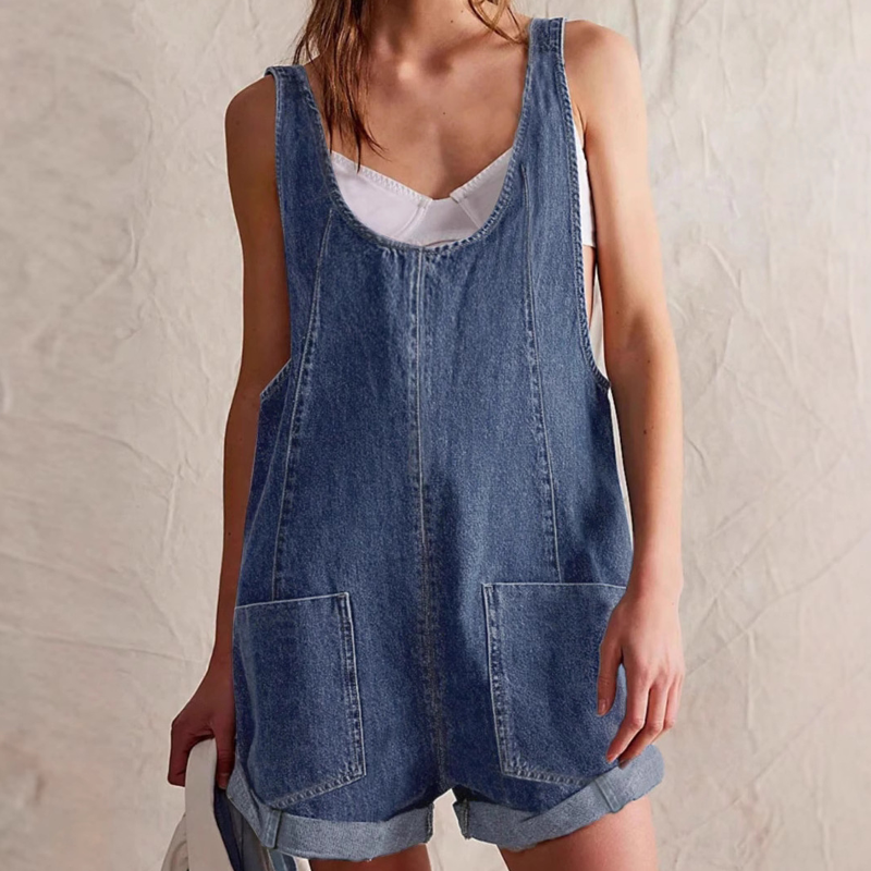 Women's Summer Loose Denim Overall Shorts