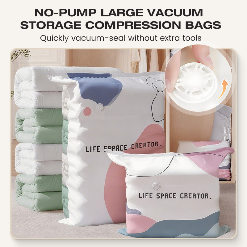 💥Increase storage space by 80%！No-Pump Large Vacuum Storage Compression Bags